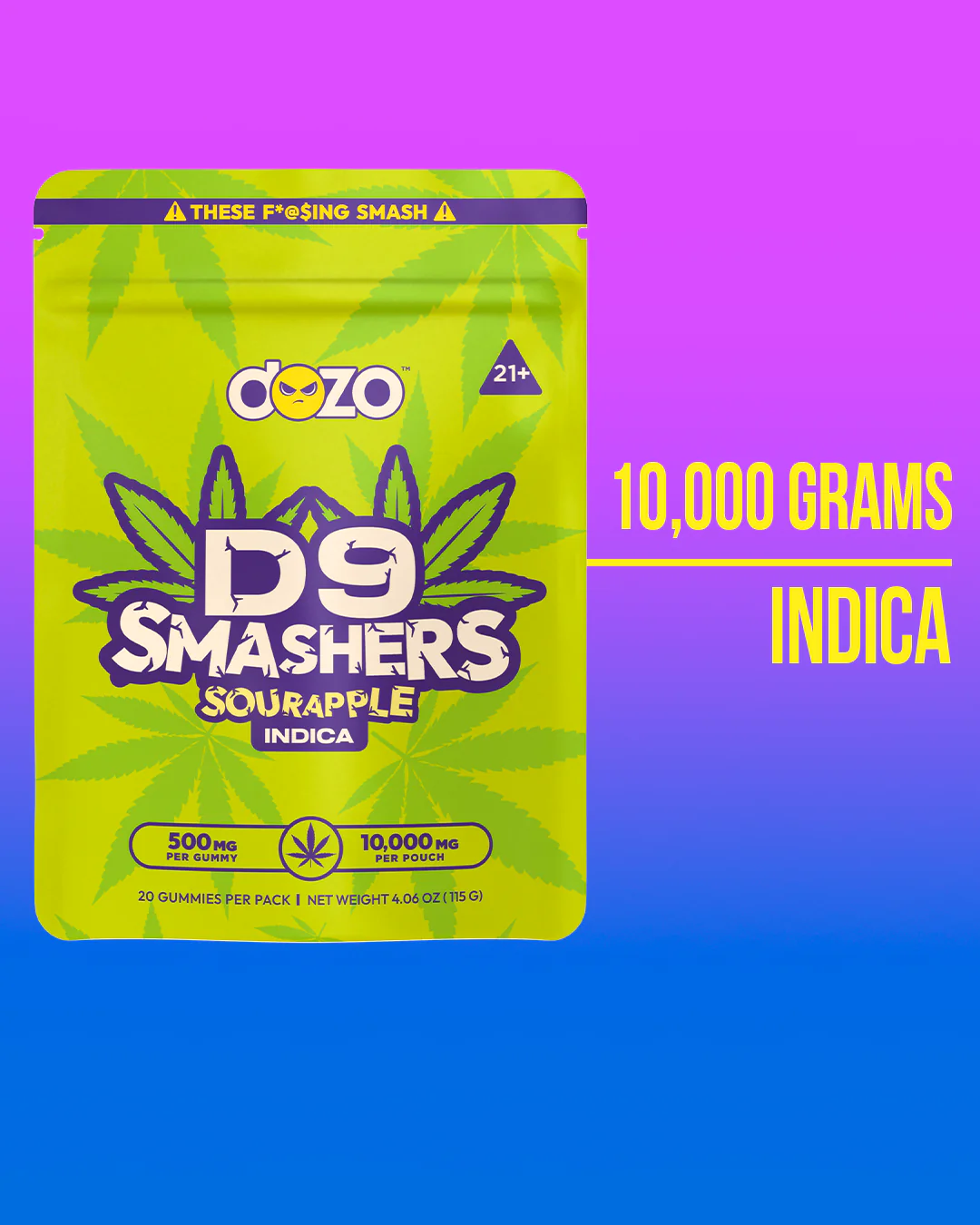 Dozo D9 Smashers Sour Apple Gummies 10000 MG